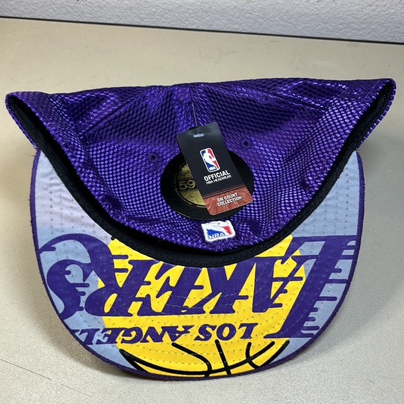 New rare LAKERS official on court collection HAT NBA size 7 5/8 NEW ERA 59fifty - Picture 3 of 10